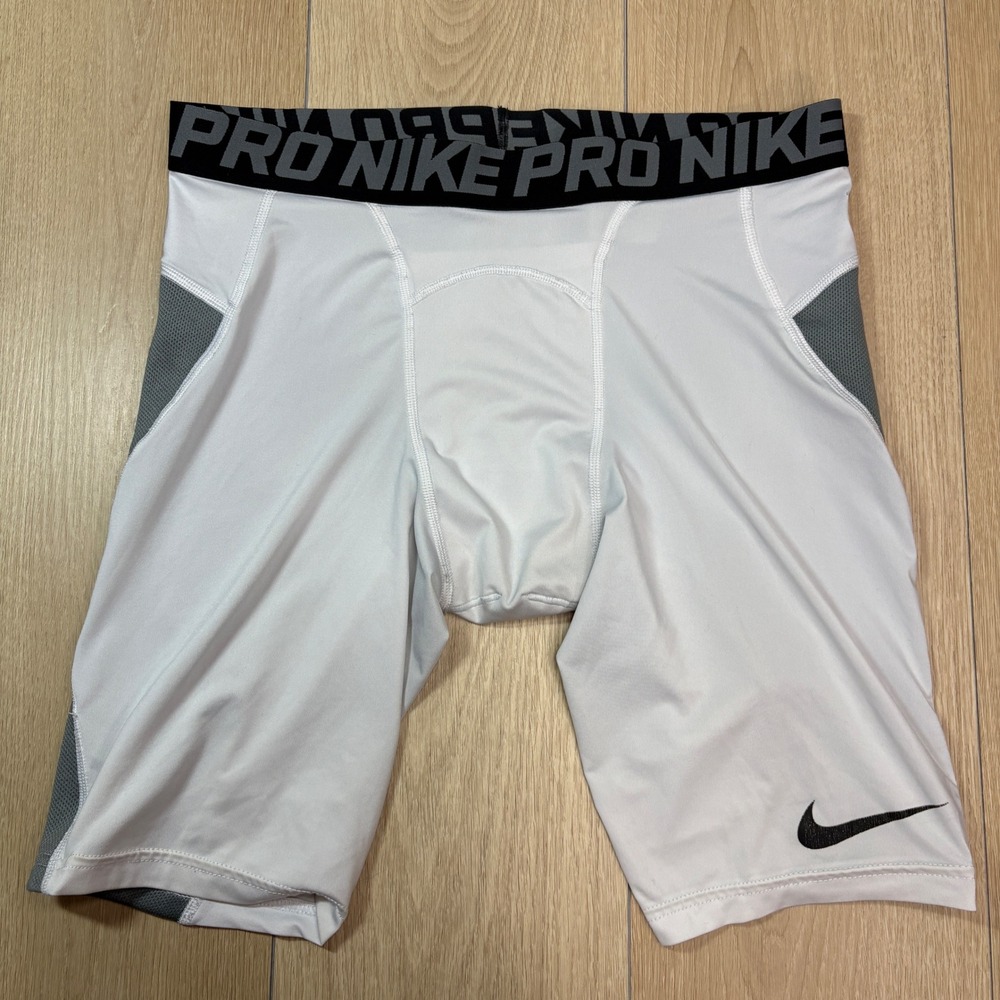 Nike Pro Hyperstrong MLB Authentic Compression Sliding Shorts White Grey Large
